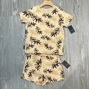 Cream and Black Bamboo Leaf Set